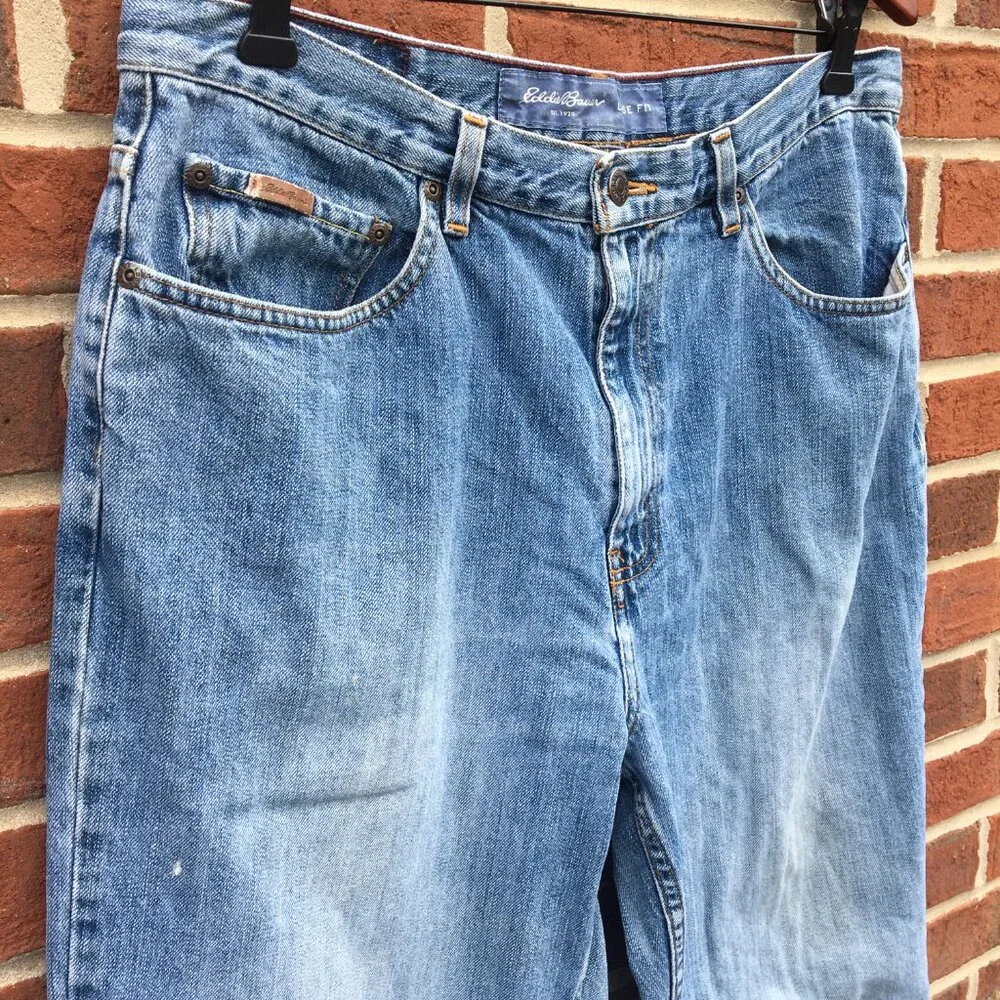 Eddie Bauer Jeans Mens Size 32 Loose Fit Distressed VTG Y2K